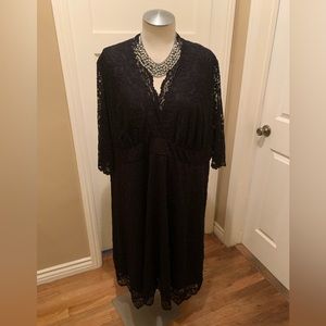 Kiyonna black lace midi dress 3/4 sleeves size 5X